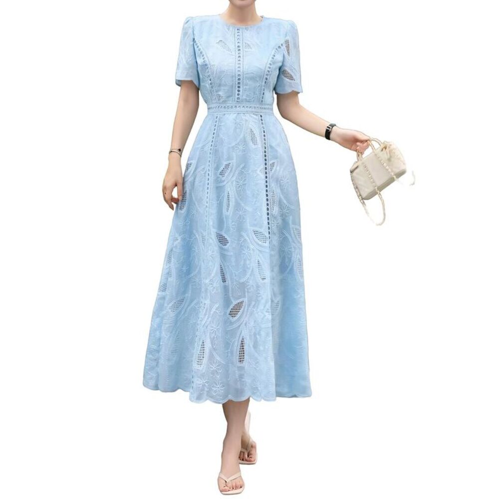 Brc By Burryco Womens  Silk-Blend Midi Dress, Blue